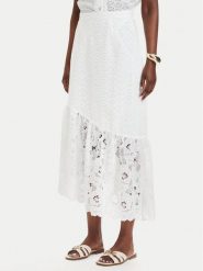Guess Spódnica midi W6GD40 W1882 Biały Classic Fit. Białe spódnice damskie Guess, m, z aplikacjami, z bawełny, midi. Za 591.99 zł.