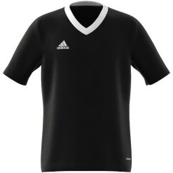 Adidas Ent22 Jsy Czarna Koszulka Dorosłych. Czarne koszulki sportowe męskie Adidas, s, bez wzorów, z materiału, bez kołnierzyka, bez ramiączek, na fitness i siłownię. Za 142.99 zł.