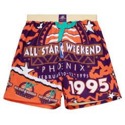 Szorty NBA All Star. Brązowe krótkie spodenki sportowe męskie Mitchell & Ness, bez wzorów, do koszykówki. Za 338.00 zł.