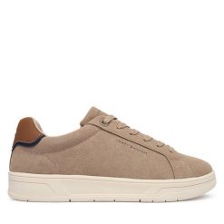 Sneakersy Tommy Hilfiger. Brązowe trampki i tenisówki chłopięce Tommy Hilfiger, bez wzorów, bez zapięcia. Za 389.99 zł.