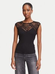 Morgan Bluzka 262-DIAMO Czarny Slim Fit. Czarne bluzki damskie Morgan, l, bez wzorów, z syntetyku, bez kołnierzyka, bez ramiączek. Za 189.99 zł.
