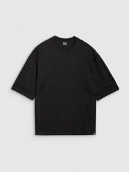 4F T-shirt oversize gładki męski - czarny XL. Czarne koszulki sportowe męskie 4f, m, bez wzorów, z bawełny, bez kołnierzyka, bez ramiączek, do koszykówki. W wyprzedaży za 39.99 zł.