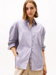 Tommy Hilfiger bluzka koszulowa Kobiety Bawełna lila|szary, 40. Szare bluzki damskie Tommy Hilfiger, bez wzorów, z bawełny, klasyczne, bez kołnierzyka, bez ramiączek. Za 329.95 zł.