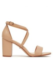 DeeZee Sandały XFB065-09 Beżowy. Brązowe sandały damskie DeeZee, bez wzorów, z materiału, bez obcasa, na słupku, bez zapięcia. Za 129.99 zł.