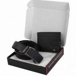 Zestaw męski skórzany czarny elegancki Beltimore portfel pasek Z56 : Rozmiar pasków - r.95-110 cm. Czarne paski damskie bez wzorów. Za 139.99 zł.