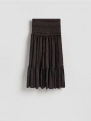 Koronkowa spódnica maxi - ciemnobrązowy. Brązowe spódnice damskie Reserved, l, bez wzorów, z bawełny, maxi. Za 159.99 zł.