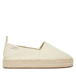 Espadryle Calvin Klein Jeans. Brązowe espadryle damskie Calvin Klein Jeans, bez wzorów, z jeansu, bez obcasa, bez zapięcia. Za 249.99 zł.