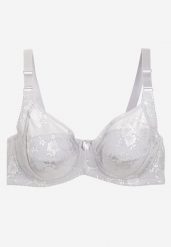 Jasnoszary Full Cup Biustonosz z Koronką Vikonie. Szare biustonosze Renee, bez wzorów, z jedwabiu. Za 24.99 zł.