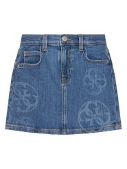 Guess Spódnica jeansowa J5YD07 D4MS0 Niebieski Regular Fit. Niebieskie spódniczki dla dziewczynek Guess, z aplikacjami, z bawełny. Za 169.99 zł.