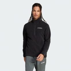 Kurtka Multi Essentials 1/2 Zip Fleece. Czarne kurtki męskie Adidas, s, bez wzorów, z materiału, bez kaptura. Za 179.00 zł.