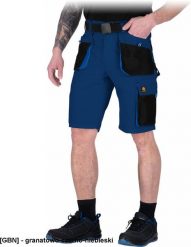 OX-OGR-TS - Spodnie ochronne robocze do pasa OGR z krótkimi nogawkami, męskie - granatowo-czarno-niebieski L. Brązowe spodnie materiałowe męskie Reis, l, bez wzorów. Za 81.72 zł.
