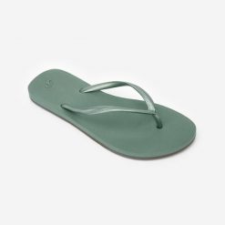 Japonki damskie Decathlon 500 Grass. Brązowe klapki damskie Decathlon, bez wzorów, na fitness i siłownię. Za 39.99 zł.