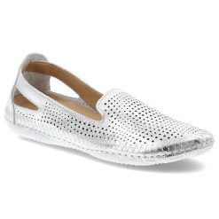 Srebrne Półbuty Artiker Wsuwane Obuwie Damskie. Szare półbuty damskie Artiker, na lato, bez wzorów, ze skóry, eleganckie, bez obcasa, bez zapięcia. Za 169.00 zł.