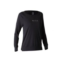Koszulka Gym 500. Czarne koszulki sportowe damskie DOMYOS, z bawełny, z długim rękawem. Za 39.99 zł.