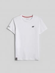 4F T-shirt regular z nadrukiem męski - biały XXL. Białe t-shirty męskie 4f, m, bez wzorów, z bawełny, biznesowe, bez kołnierzyka. Za 59.99 zł.