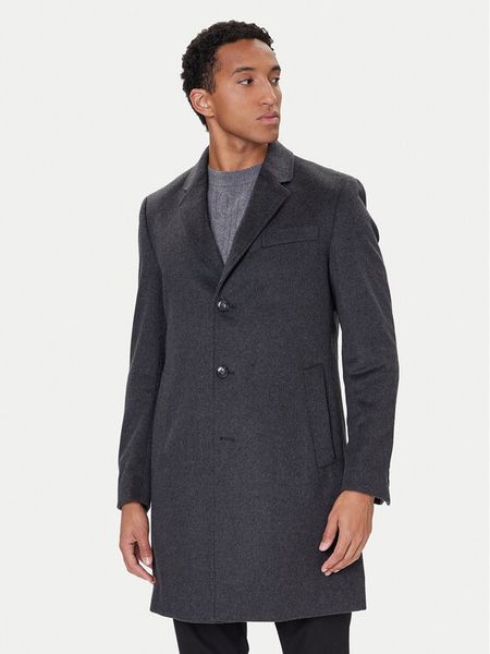 BOSS Płaszcz wełniany Hyde 50549187 Szary Slim Fit. Szare płaszcze męskie Boss, na zimę, m, bez wzorów, z wełny, bez kaptura. Za 1,579.00 zł.