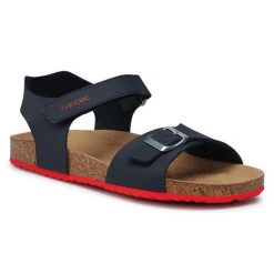 Sandały Geox. Niebieskie sandały chłopięce Geox, bez zapięcia. Za 229.99 zł.