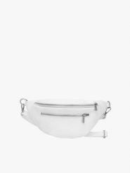 Biała skórzana nerka. Białe torebki do ręki damskie Ryłko, bez wzorów, ze skóry, eleganckie, bez dodatków. Za 229.99 zł.