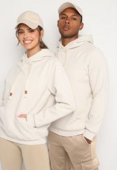 Beżowa Bluza z Bawełną Wykończona Kapturem Kangurową Kieszenią i Polarem Padela. Brązowe bluzy męskie Born2be, l, bez wzorów, z bawełny, z kapturem. Za 84.99 zł.