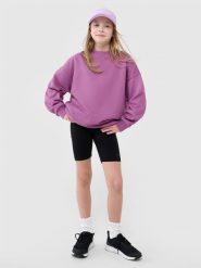 4F Legginsy kolarki dzianinowe dziewczęce - czarne 140 (9-10 lat). Czarne legginsy dla dziewczynek 4f, bez wzorów, z bawełny, krótkie. Za 39.99 zł.