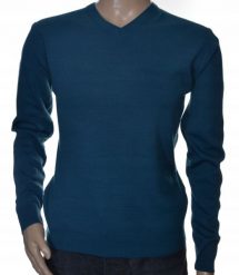 Sweter męski wełniany w szpic serek z wełny niegryzący L indygo ciemny 505 1703. Bluzy męskie Selantino, l, bez wzorów, z wełny, bez kaptura. Za 151.28 zł.