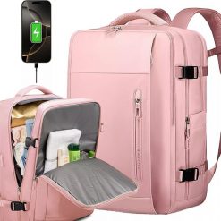 Plecak wodoodporny Bange na laptopa 15.6" miejski podróżny 46x31.5x20 cm do pracy samolotu damski z z gniazdem USB Różowy. Czerwone plecaki damskie Bange, bez wzorów, biznesowe. Za 350.21 zł.