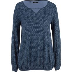Shirt z gumką, długi rękaw bonprix ciemnoniebieski wzorzysty. Bluzki damskie marki bonprix. Za 54.99 zł.