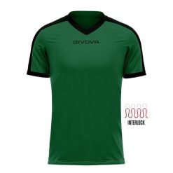 Koszulka piłkarska dla dorosłych Givova Revolution Interlock. Czarne koszulki sportowe męskie Givova, bez wzorów, bez kołnierzyka, bez ramiączek, do piłki nożnej. Za 159.99 zł.
