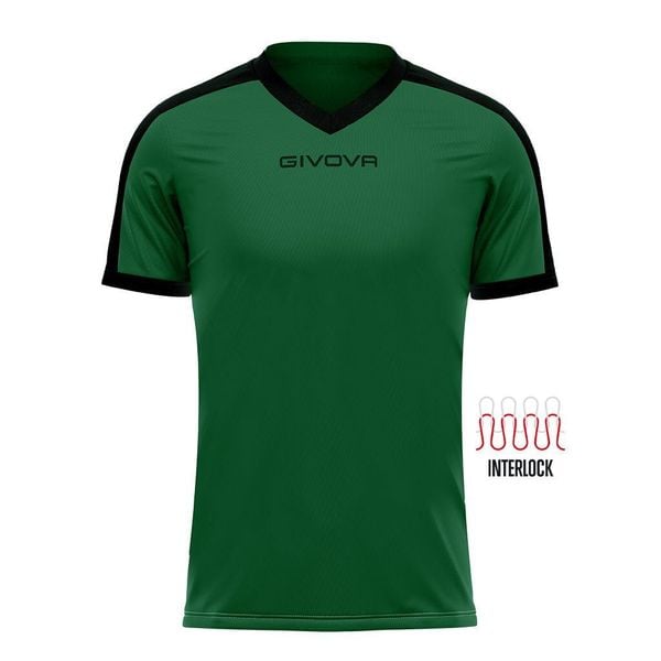 Koszulka piłkarska dla dorosłych Givova Revolution Interlock. Czarne koszulki sportowe męskie Givova, bez wzorów, bez kołnierzyka, bez ramiączek, do piłki nożnej. Za 159.99 zł.