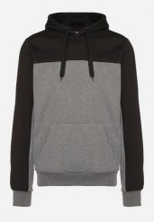 Ciemnoszara Bluza z Bawełną z Kieszenią Kangurek i Kapturem Nevisara. Szare bluzy męskie Born2be, m, bez wzorów, z bawełny. Za 59.99 zł.