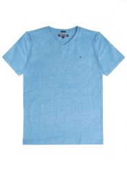 Tommy Hilfiger T-Shirt KB0KB04142 D Błękitny Regular Fit. Niebieskie t-shirty dla chłopców Tommy Hilfiger, bez wzorów, z bawełny, bez ramiączek. Za 79.99 zł.
