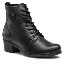 Trzewiki Lasocki. Czarne botki damskie Lasocki, bez obcasa, na słupku, bez zapięcia. Za 269.99 zł.