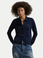 Polo Ralph Lauren Kardigan 211972110502 Granatowy Slim Fit. Niebieskie kardigany damskie Polo Ralph Lauren, s, bez wzorów, z bawełny, bez kołnierzyka, bez ramiączek, bez kaptura. Za 819.99 zł.