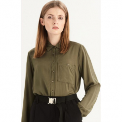 Gładka koszula z kieszenią - Khaki. Brązowe koszule damskie Sinsay. Za 49.99 zł.