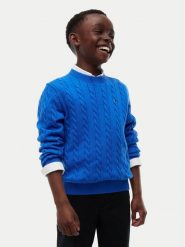 Tommy Hilfiger Sweter KB0KB09753 Niebieski Regular Fit. Niebieskie swetry dla chłopców Tommy Hilfiger, bez wzorów, z bawełny, bez kołnierzyka, bez kaptura. Za 329.99 zł.