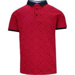 Koszulka POLO, Czerwona w Kotwice, Męska, Krótki Rękaw, T-shirt. Czerwone koszulki polo męskie Le Marin, m, bez wzorów, z bawełny, casualowe, bez ramiączek. Za 159.00 zł.
