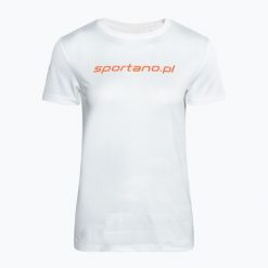 Koszulka do biegania damska Sportano Active Women. Białe koszulki sportowe damskie SPORTANO, l, bez wzorów, z elastanu, bez kołnierzyka, bez ramiączek, do biegania. Za 45.99 zł.