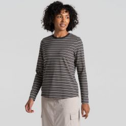 Longsleeve damski Craghoppers NosiLife Akona LS Top. Czarne koszulki sportowe damskie Craghoppers, bez wzorów, bez kołnierzyka, bez ramiączek, trekkingowe. Za 221.99 zł.