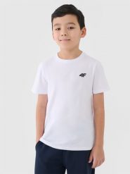 4F T-shirt regular gładki chłopięcy - biały 146 (10-11 lat). Białe t-shirty dla chłopców 4f, bez wzorów, z bawełny, bez ramiączek. Za 29.99 zł.