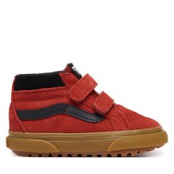 Sneakersy Vans. Czerwone trampki i tenisówki chłopięce Vans, bez wzorów, bez zapięcia. Za 259.99 zł.