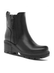Clara Barson Botki BRIGITTE HL23202 Czarny. Czarne botki damskie Clara Barson, z syntetyku, bez obcasa, na słupku, bez zapięcia. Za 159.99 zł.