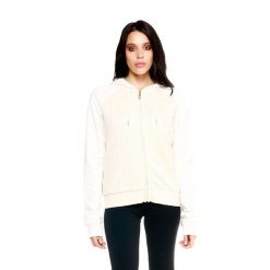 Leone 1947 Damen Winter-Bluza aus geflochtenem Stoff,Kapuze,Reißverschluss. Białe bluzy damskie LEONE 1947 APPAREL, bez wzorów, z poliesteru, bez kaptura. W wyprzedaży za 176.82 zł.