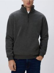 Bluza z wysoką stójką - jasny zielony. Zielone bluzy męskie Reserved, l, bez wzorów, z dzianiny, bez kaptura. Za 139.99 zł.