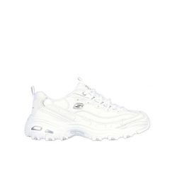Buty na co dzień damskie SKECHERS D'LITES skóra. Białe obuwie sportowe damskie Skechers, bez wzorów, ze skóry. Za 299.00 zł.