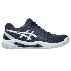 Damskie buty do tenisa Asics. Niebieskie obuwie sportowe damskie Asics, bez wzorów, z materiału, tenisowe. Za 403.65 zł.