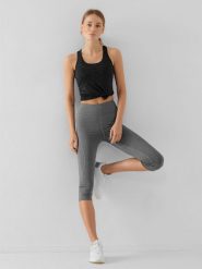 4F Legginsy treningowe 3/4 szybkoschnące damskie XS. Szare legginsy damskie 4f, xs, bez wzorów, z dzianiny, na fitness i siłownię. Za 79.99 zł.