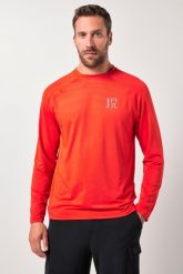 Męska koszulka funkcyjna FLEXNAMIC® do fitness długi rękaw szybkoschnąca. Czerwone koszulki sportowe męskie JAY-PI, m, bez wzorów, z elastanu, bez kołnierzyka, bez ramiączek, na fitness i siłownię. Za 199.99 zł.
