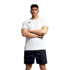 Bawełniana koszulka z małym logo Canterbury. Białe koszulki sportowe męskie CANTERBURY, bez wzorów, z bawełny, bez kołnierzyka, bez ramiączek. Za 214.00 zł.