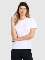4F T-shirt regular gładki damski - biały M. Białe t-shirty damskie 4f, m, bez wzorów, z materiału, klasyczne, bez kołnierzyka. Za 49.99 zł.