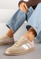 Ciemnobeżowe Sneakersy Typu Kultowe Tenisówki na Półtransparentnej Podeszwie Ulinera. Brązowe trampki i tenisówki damskie Born2be, bez wzorów, z jeansu, bez zapięcia. Za 84.99 zł.